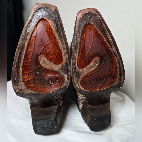 Corral Vintage Boots Snakeskin, Leather Brown 8 1/2 - Picture 7 of 10